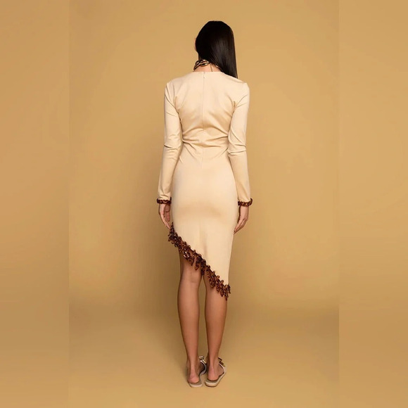 NWT Asymmetrical Tortoise Chain Fringe Hem Dress - Picture 3 of 4